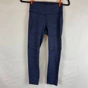 Outdoor Voices Leggings XS Dark Blue Space Dye Slit Pocket Cropped